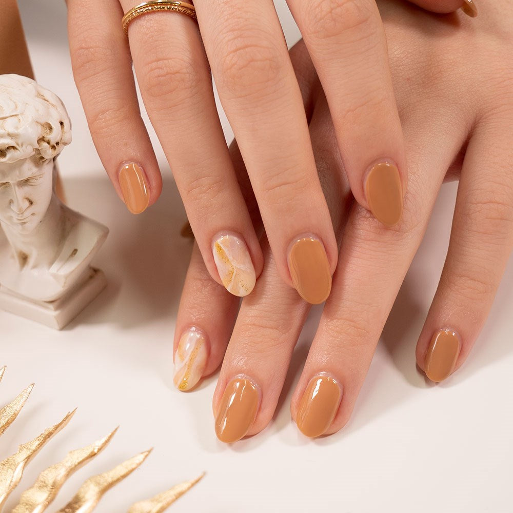 Gelous Blooming Gel and Sahara gel nail polish for marble nail art - photographed in Australia on model