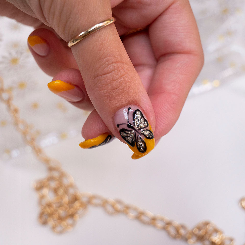 Gelous Colonel Mustard gel nail polish - photographed in Australia on model
