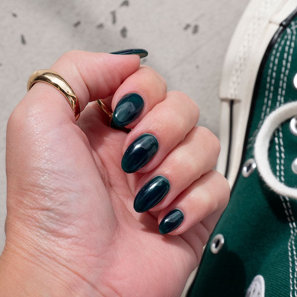 Gelous Darkest Forest gel nail polish - photographed in Australia on model