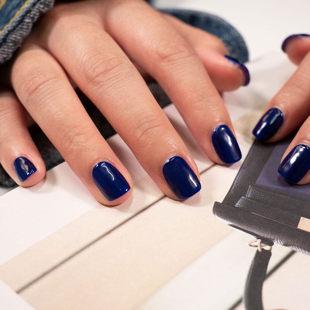 Gelous Into the Blue gel nail polish - photographed in Australia on model