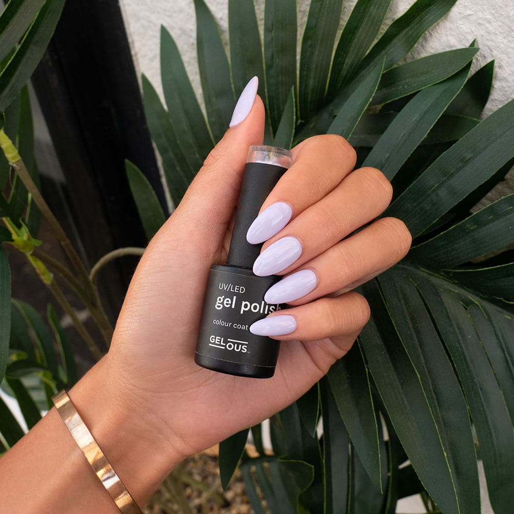 Gelous Lavender Whisper gel nail polish - photographed in Australia on model