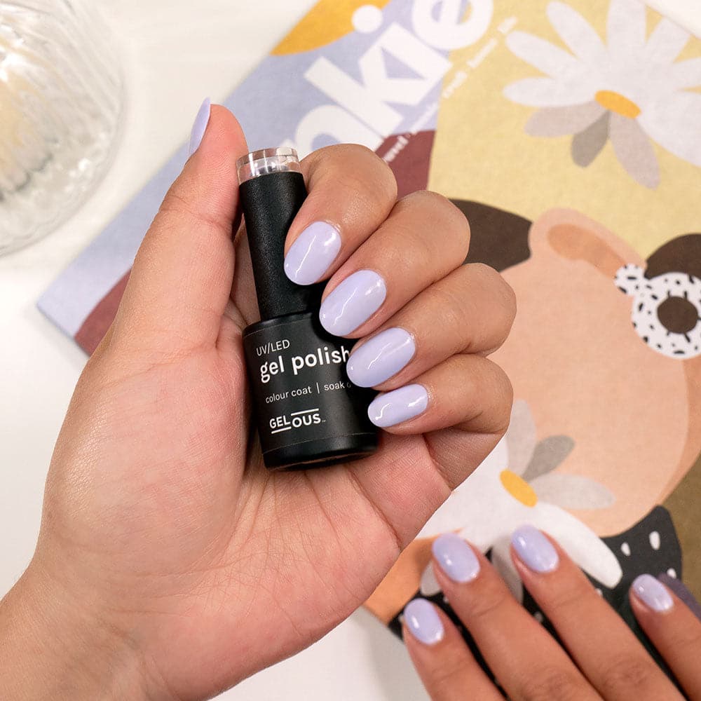 Gelous Lavender Whisper gel nail polish - photographed in Australia on model