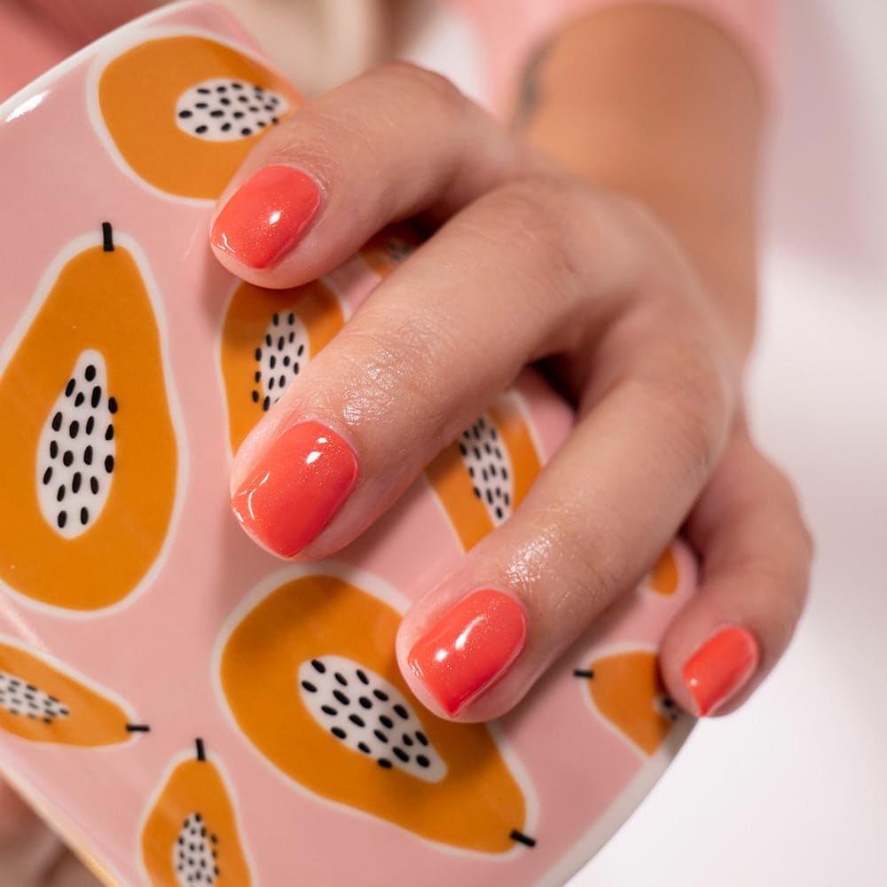 Gelous Papaya gel nail polish - photographed in Australia on model