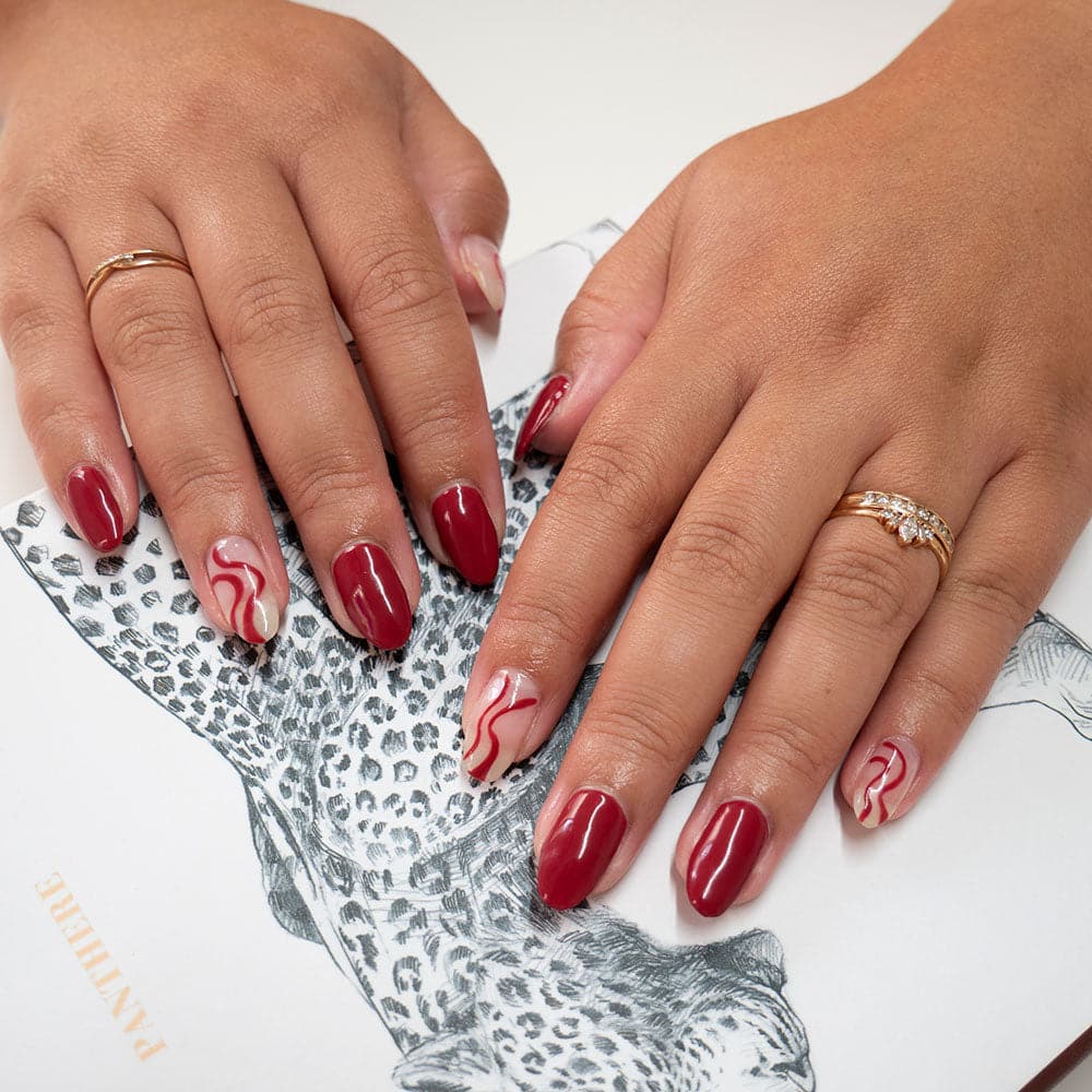 Gelous Pinot Noir gel nail polish - photographed in Australia on model