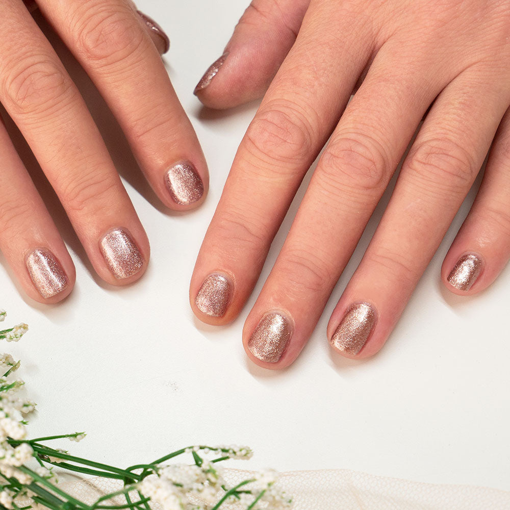 Gelous Rose Tinted Glasses gel nail polish - photographed in Australia on model
