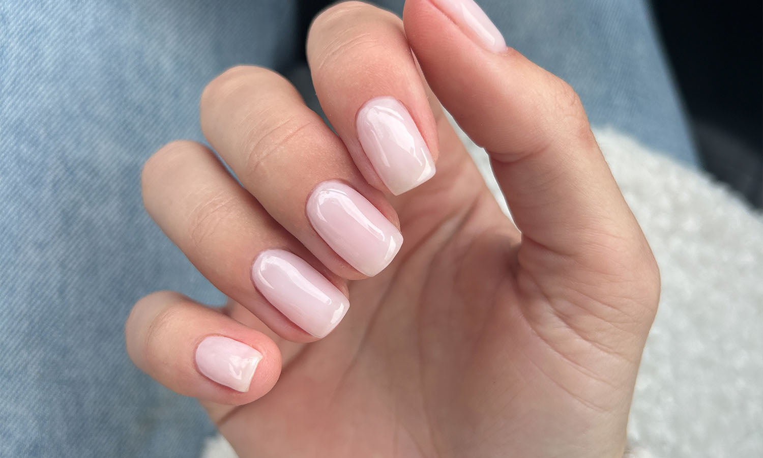 Bubble Bunny nails - sheer milky pink gel manicure using Gelous Message in a Bottle