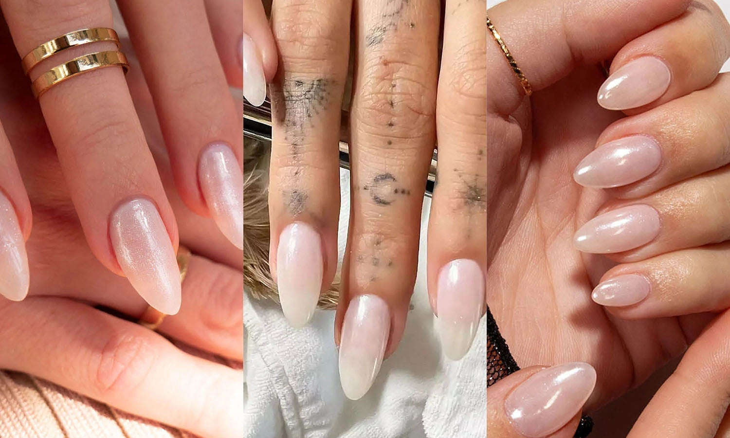 Recreate Hailey Bieber "Glazed Donut" Gel Nails - photographed in Australia on model