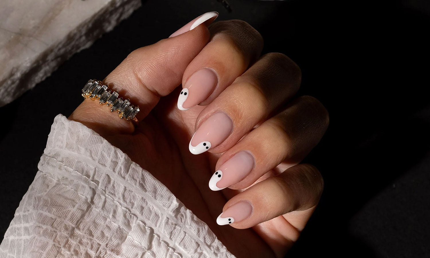 Gelous Ghost Tips Halloween Gel Nail Art - photographed in Australia on model