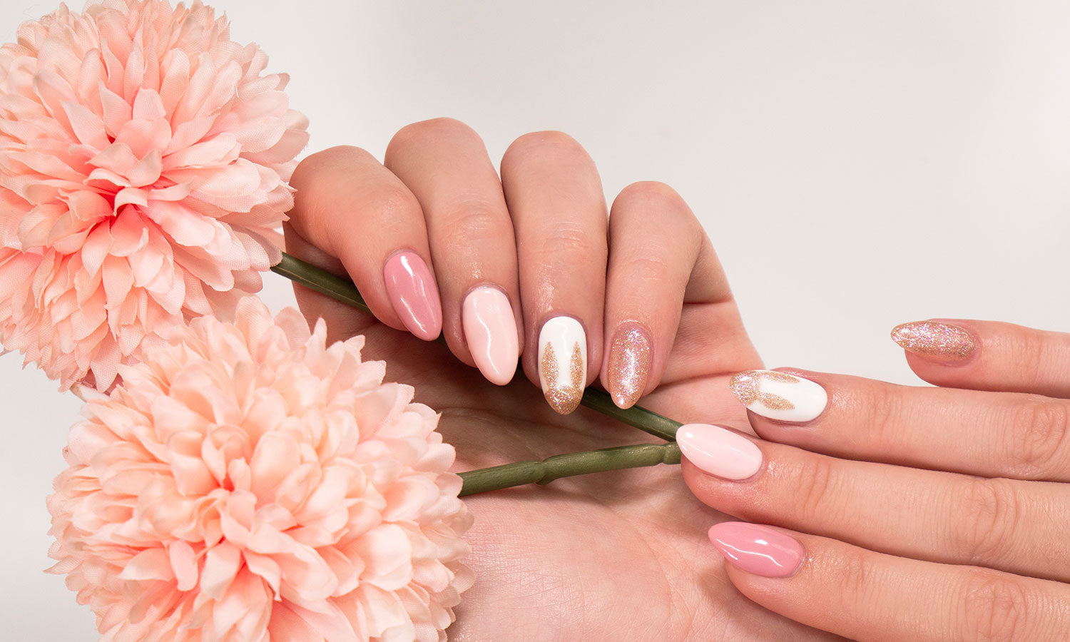 Glitter Bunny Gel Nail Polish Art- photographed in Australia on model 