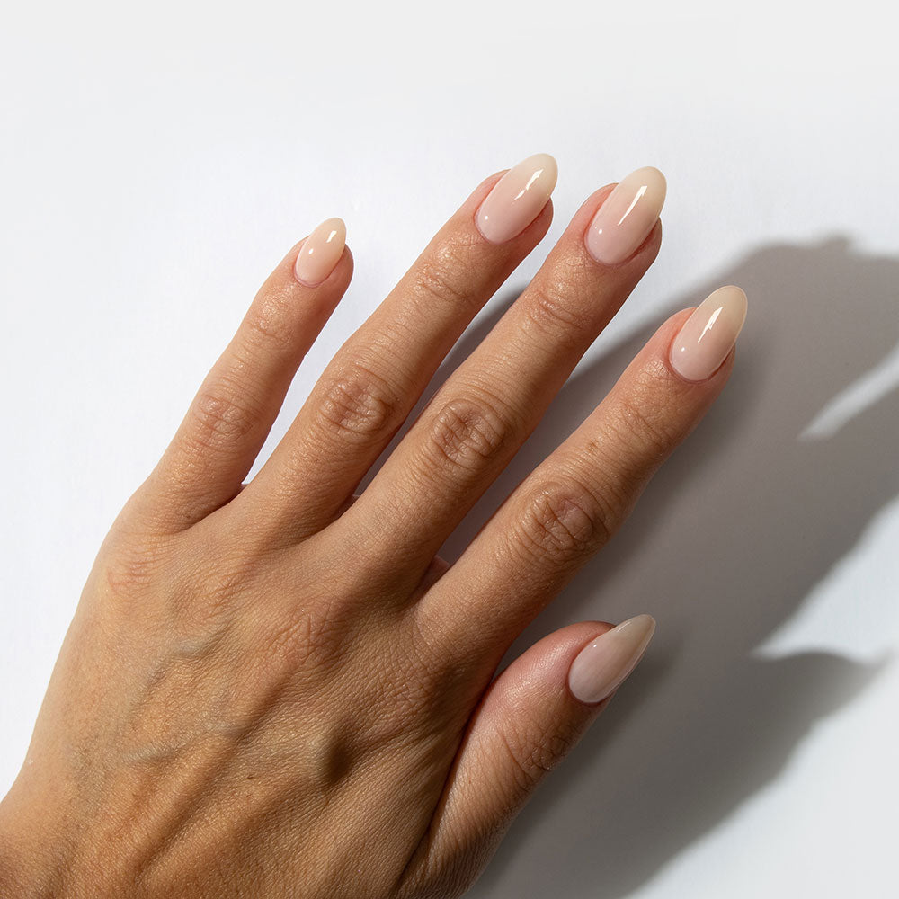 Gelous Nude Rubber Base Coat gel nail polish - photographed in Australia on model