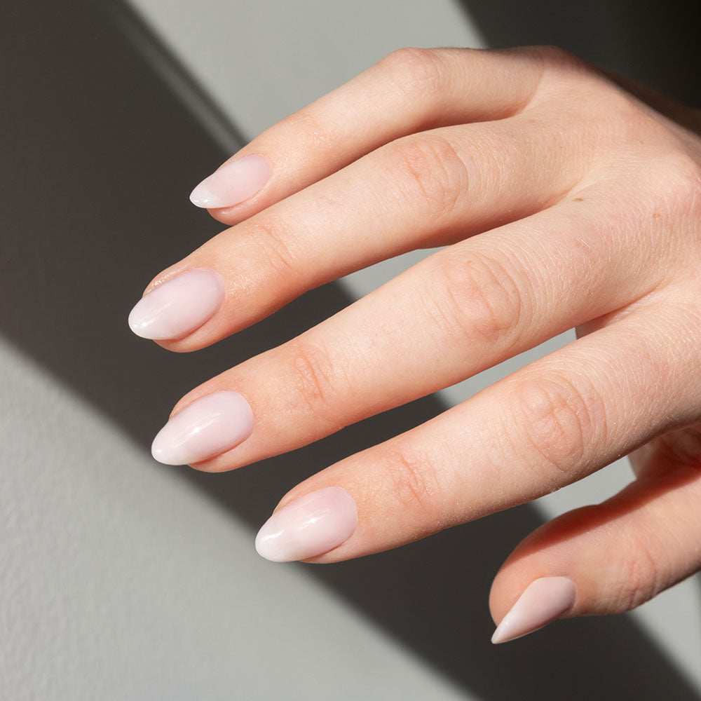 Gelous Ballet Builder in a Bottle (BIAB) gel nail polish on model - photographed in Australia