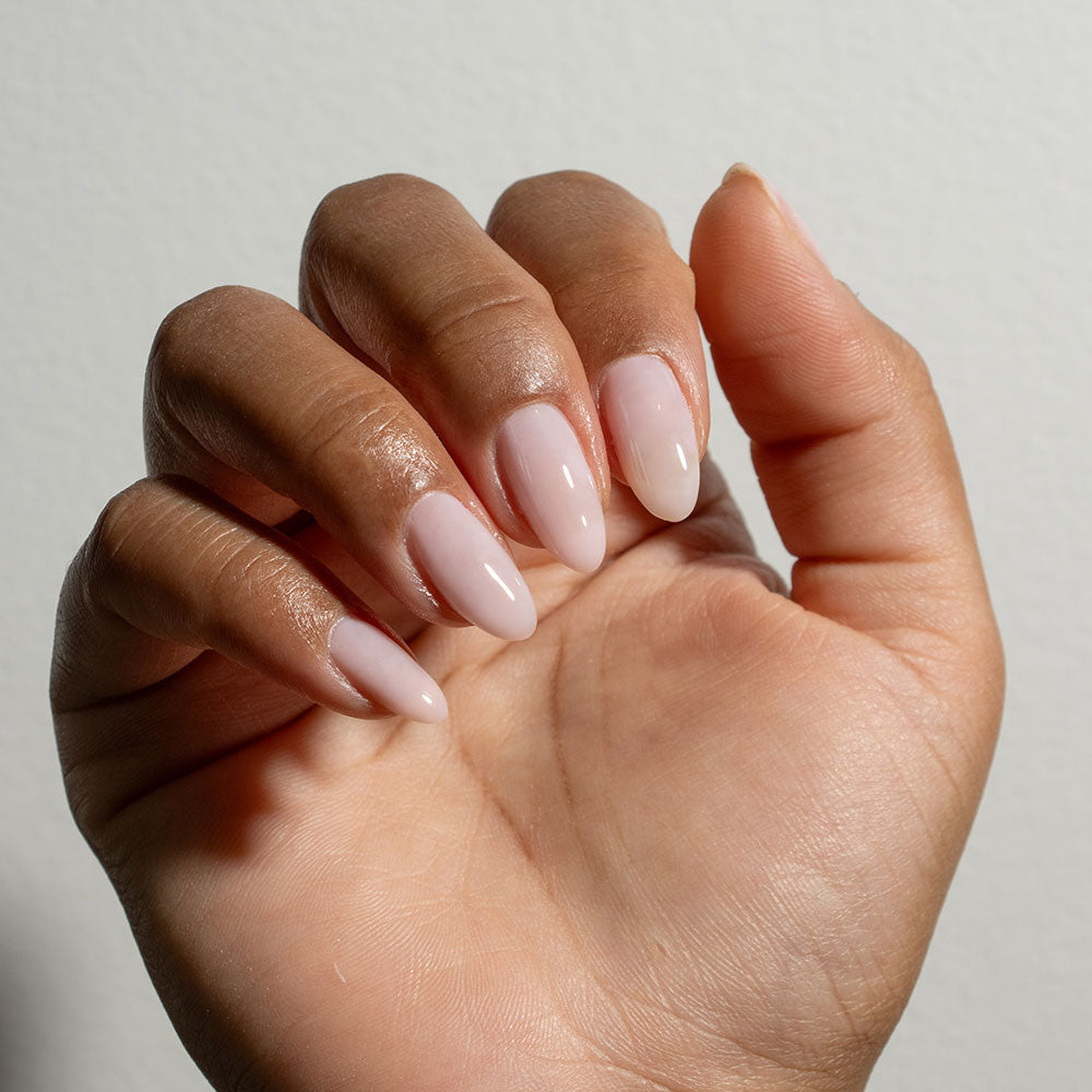 Gelous Ballet Builder in a Bottle (BIAB) gel nail polish on model - photographed in Australia