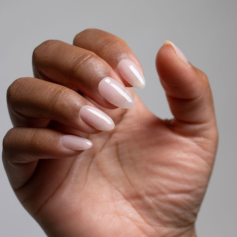 Gelous Bare Builder in a Bottle (BIAB) gel nail polish on model - photographed in Australia