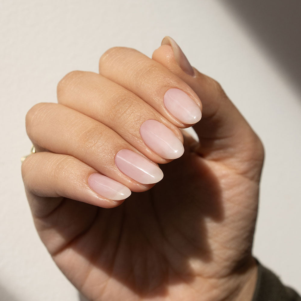 Gelous Bare Builder in a Bottle (BIAB) gel nail polish on model - photographed in Australia