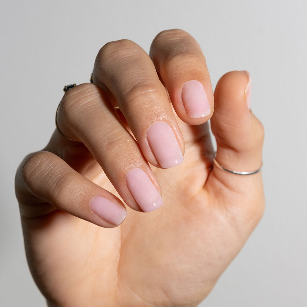 Gelous Candy Floss Builder in a Bottle (BIAB) gel nail polish on model - photographed in Australia