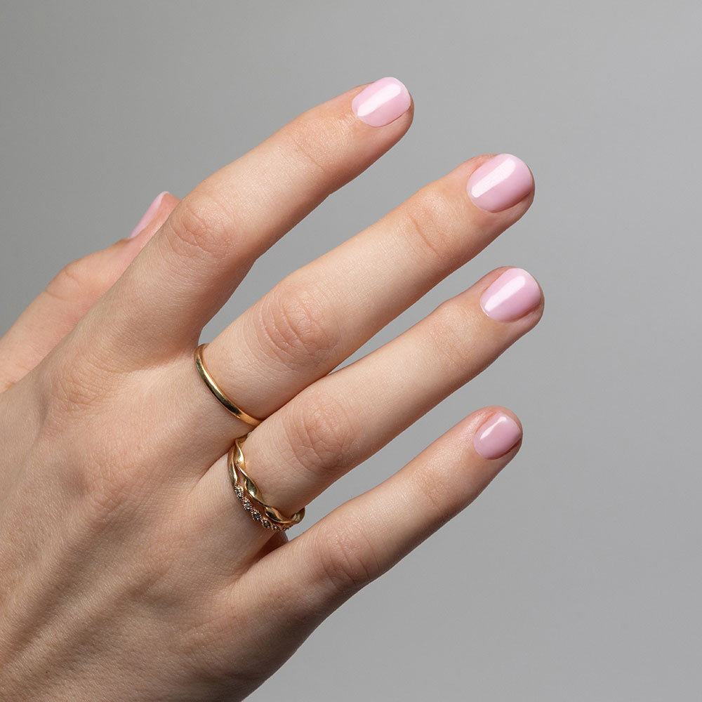 Gelous Candy Floss Builder in a Bottle (BIAB) gel nail polish on model - photographed in Australia