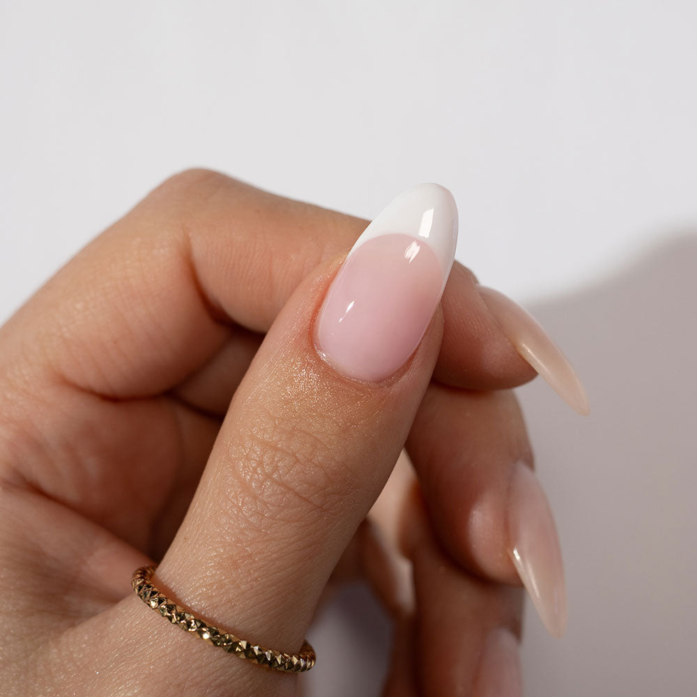 Gelous Candy Floss Builder in a Bottle (BIAB) gel nail polish on model - photographed in Australia