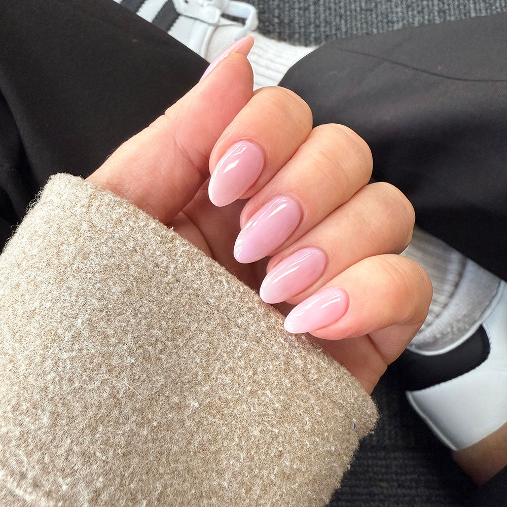 Gelous Candy Floss Builder in a Bottle (BIAB) gel nail polish on model - photographed in Australia