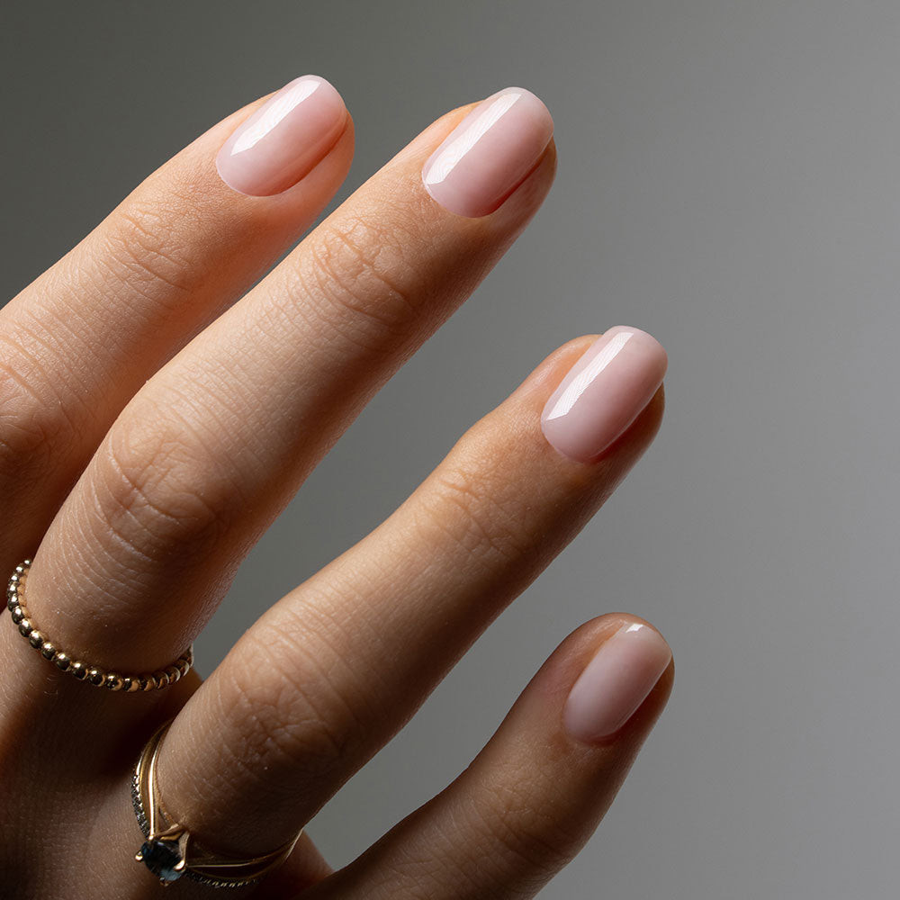 Gelous Dreamy Builder in a Bottle (BIAB) gel nail polish on model - photographed in Australia