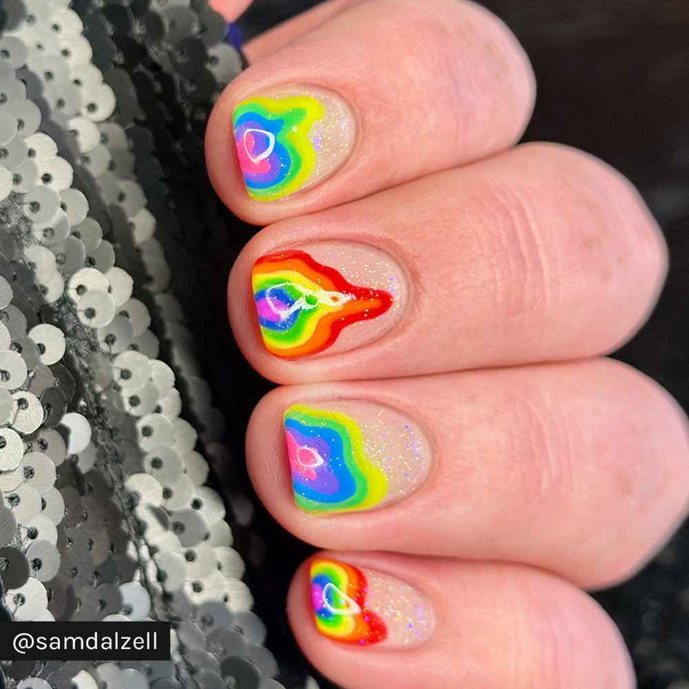 Gelous Rainbow Glitter Builder in a Bottle (BIAB) gel nail polish on customer