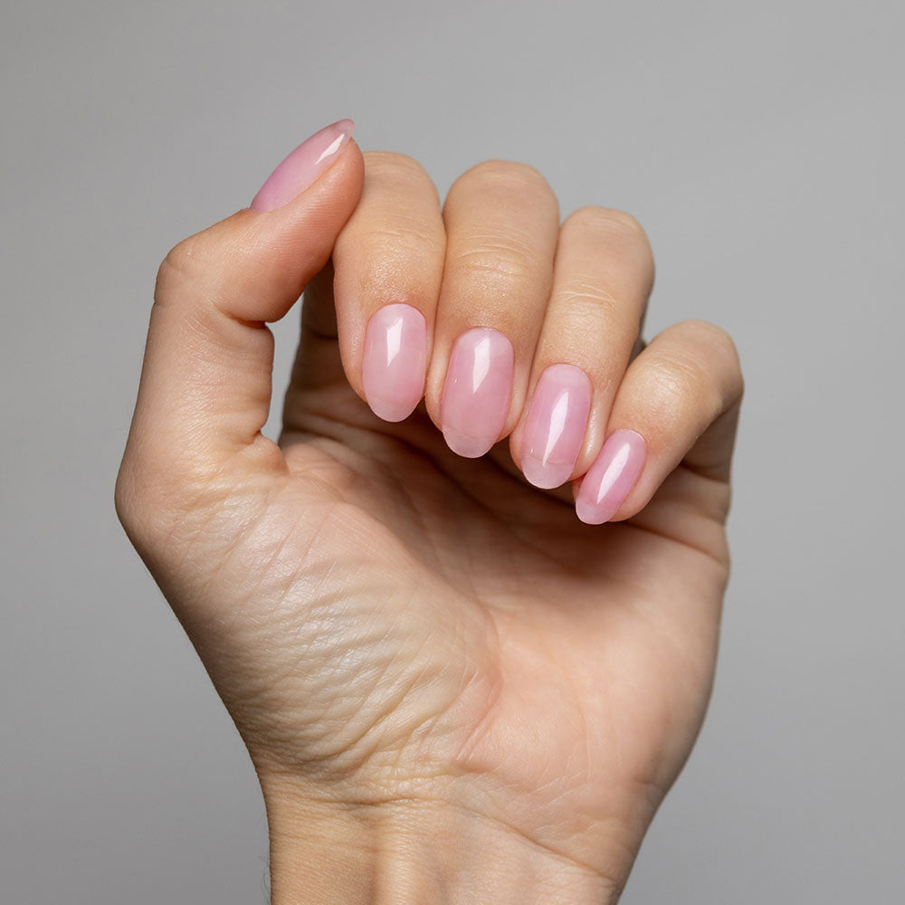 Gelous Lip Gloss Builder in a Bottle (BIAB) gel nail polish on model - photographed in Australia