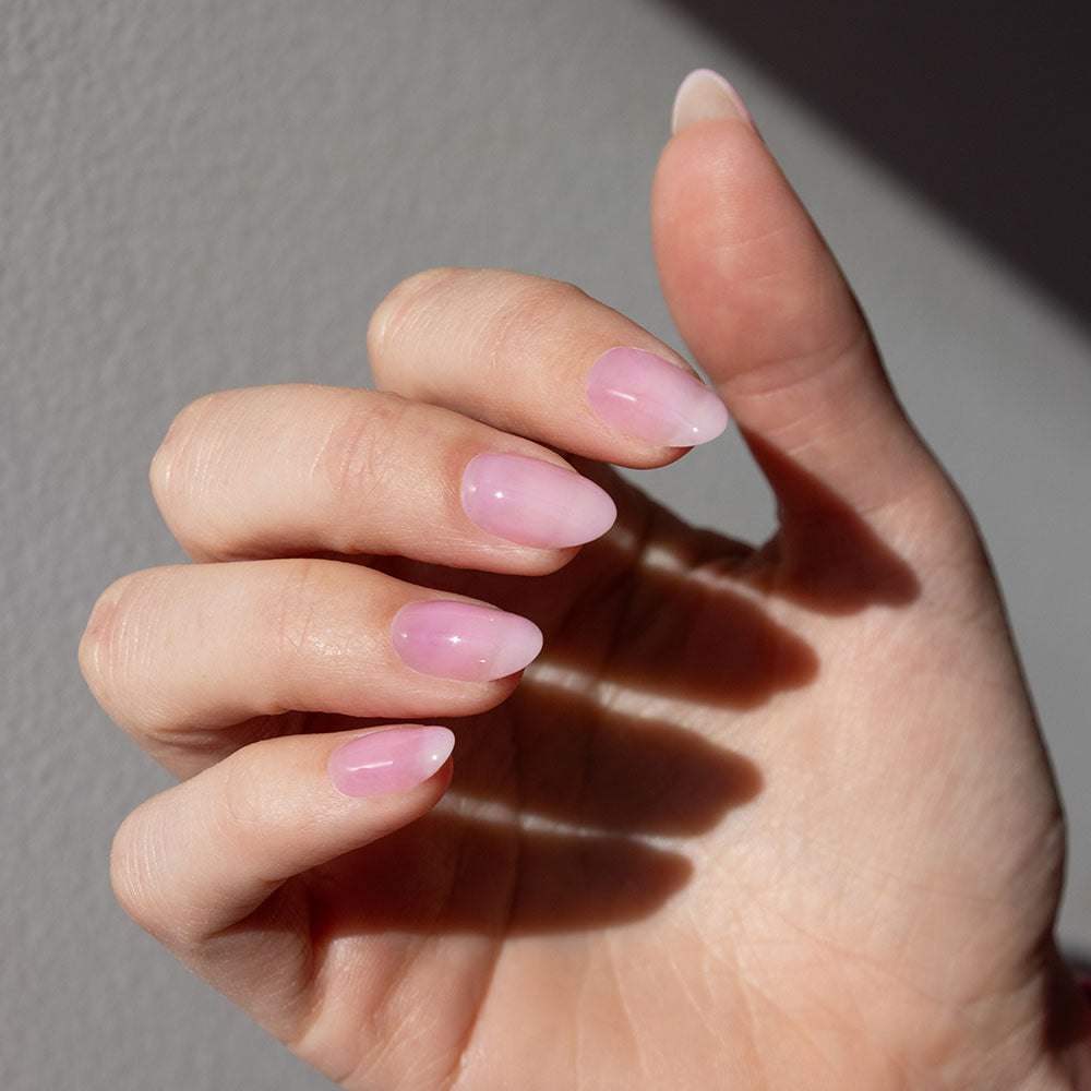 Gelous Lip Gloss Builder in a Bottle (BIAB) gel nail polish on model - photographed in Australia
