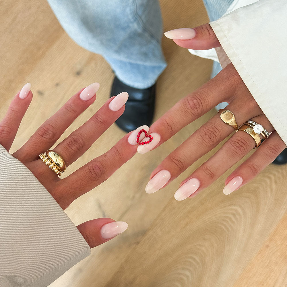 Gelous Milky Pink Builder in a Bottle (BIAB) gel nail polish on model - photographed in Australia