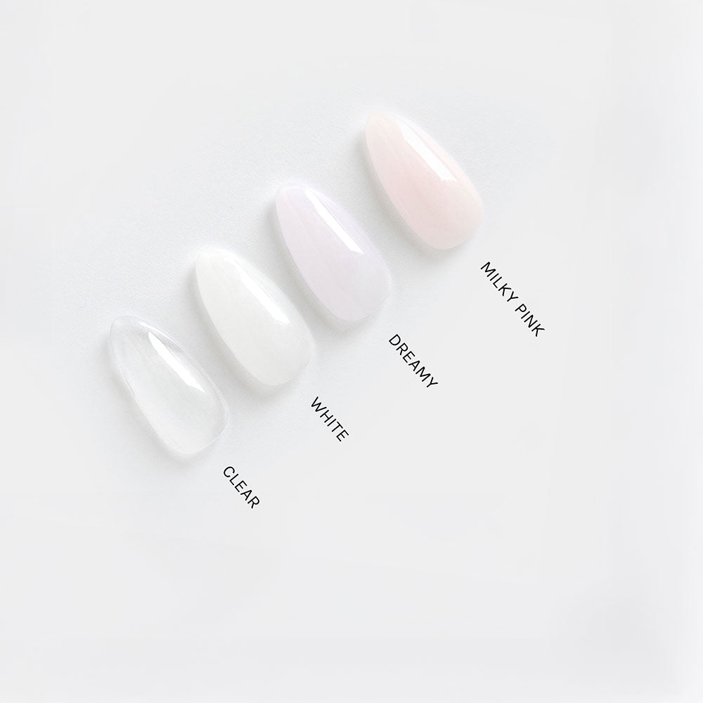 Gelous Milky Pink Builder in a Bottle (BIAB) gel nail polish comparison - photographed in Australia