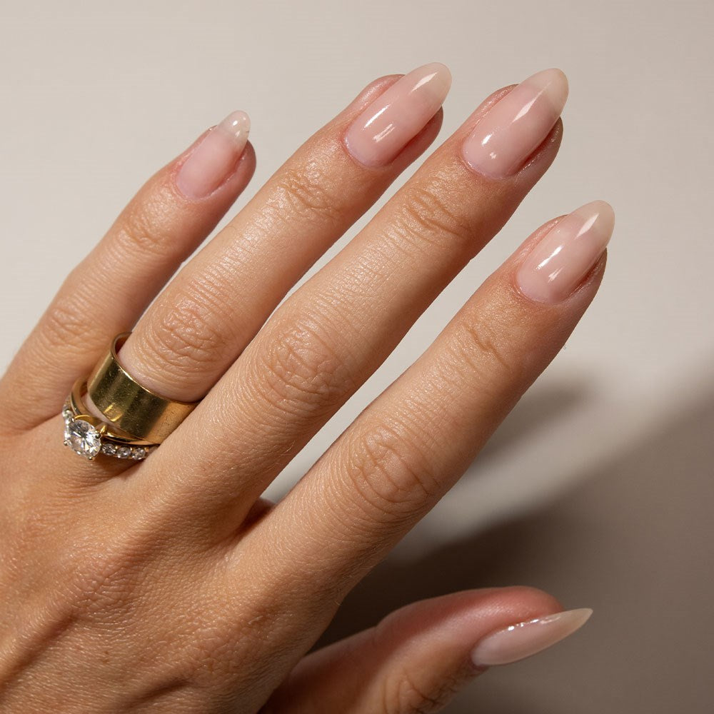 Gelous Nude Builder in a Bottle (BIAB) gel nail polish on model - photographed in Australia