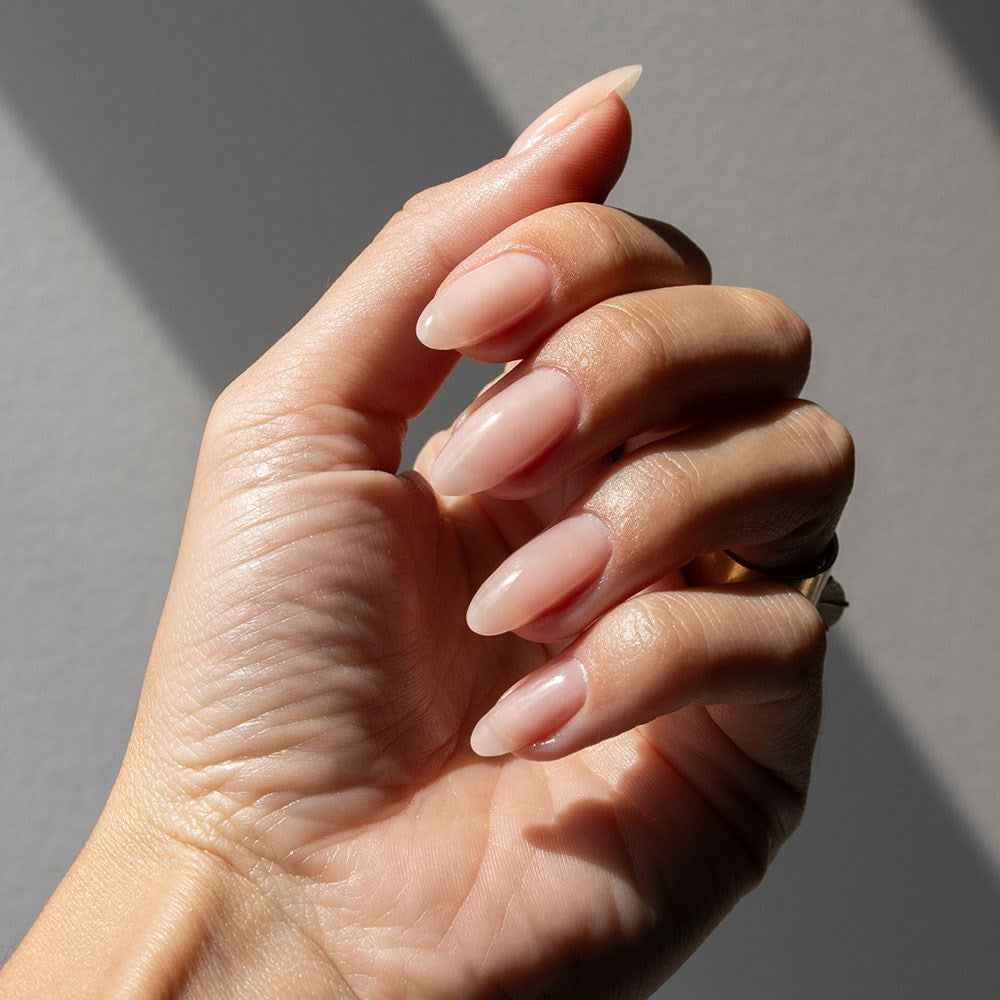 Gelous Nude Builder in a Bottle (BIAB) gel nail polish on model - photographed in Australia