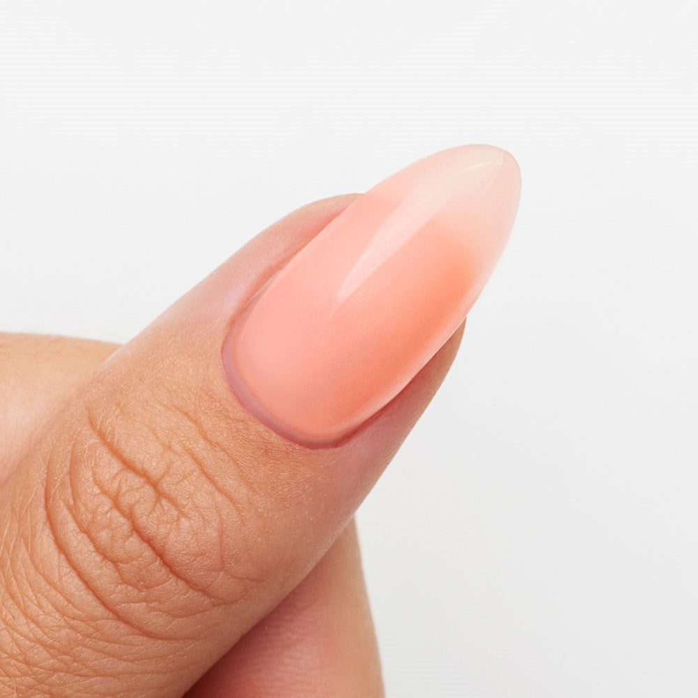 Gelous Peach Builder in a Bottle (BIAB) gel nail polish on model - photographed in Australia