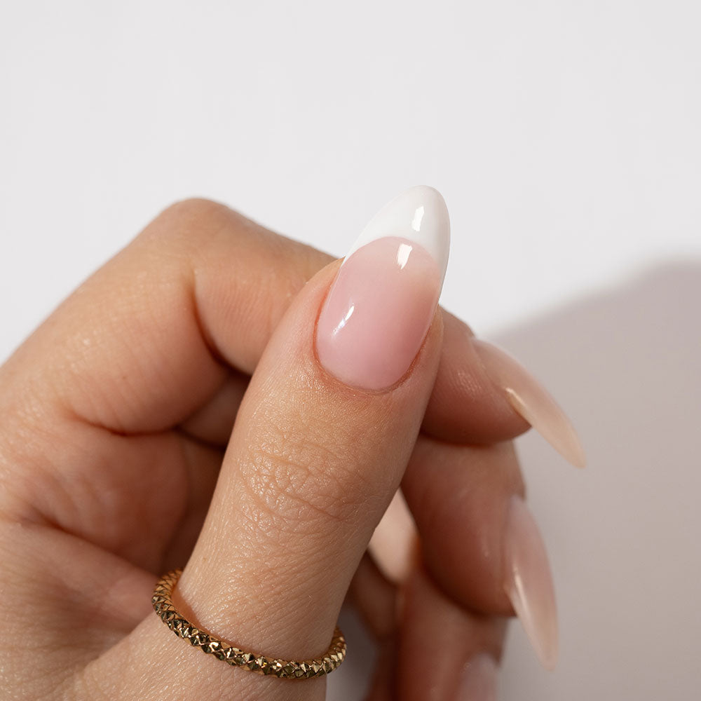 Gelous Pink Builder Gel (BIAB) gel nail polish French tip - photographed in Australia on model