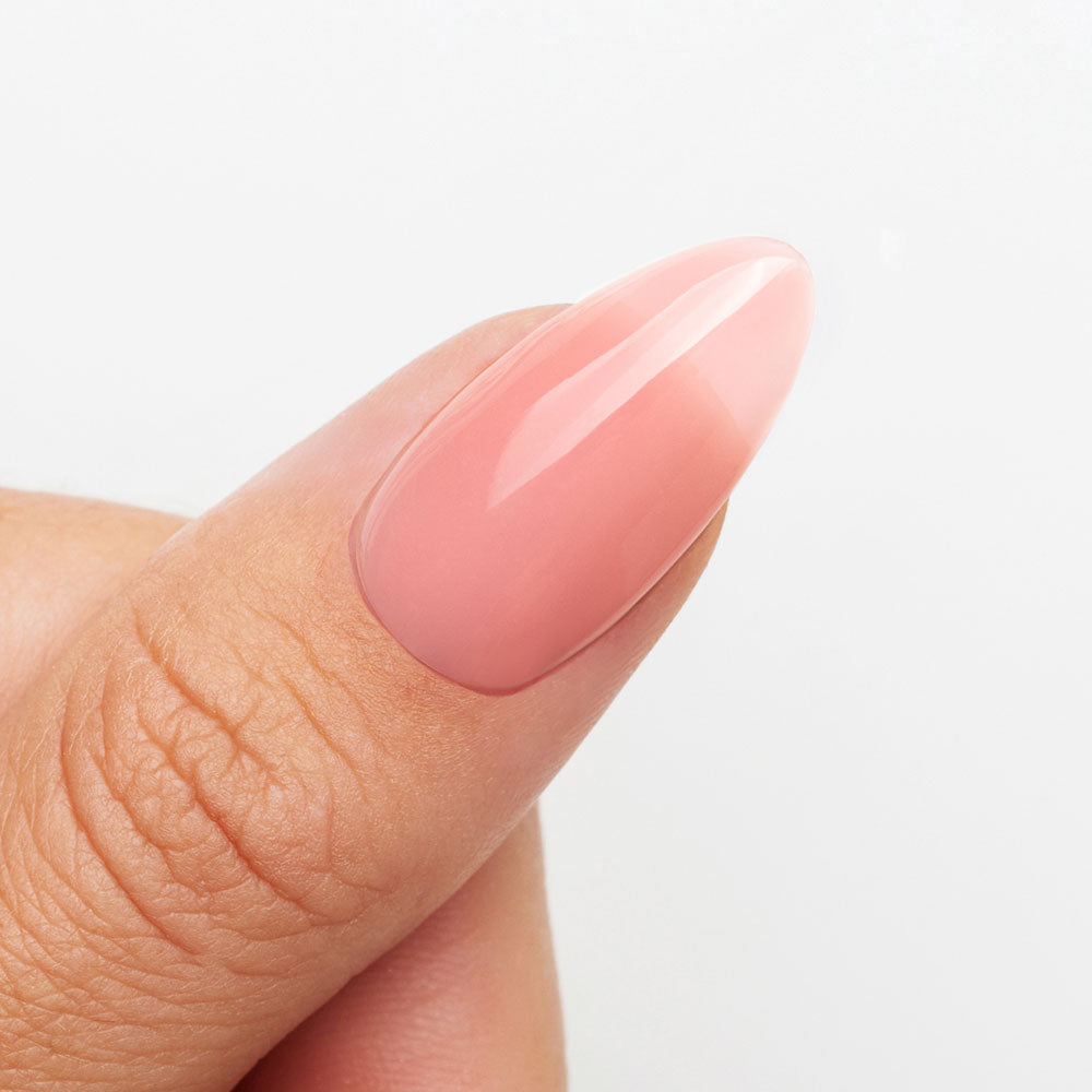 Gelous Rosy Builder in a Bottle (BIAB) gel nail polish on model - photographed in Australia