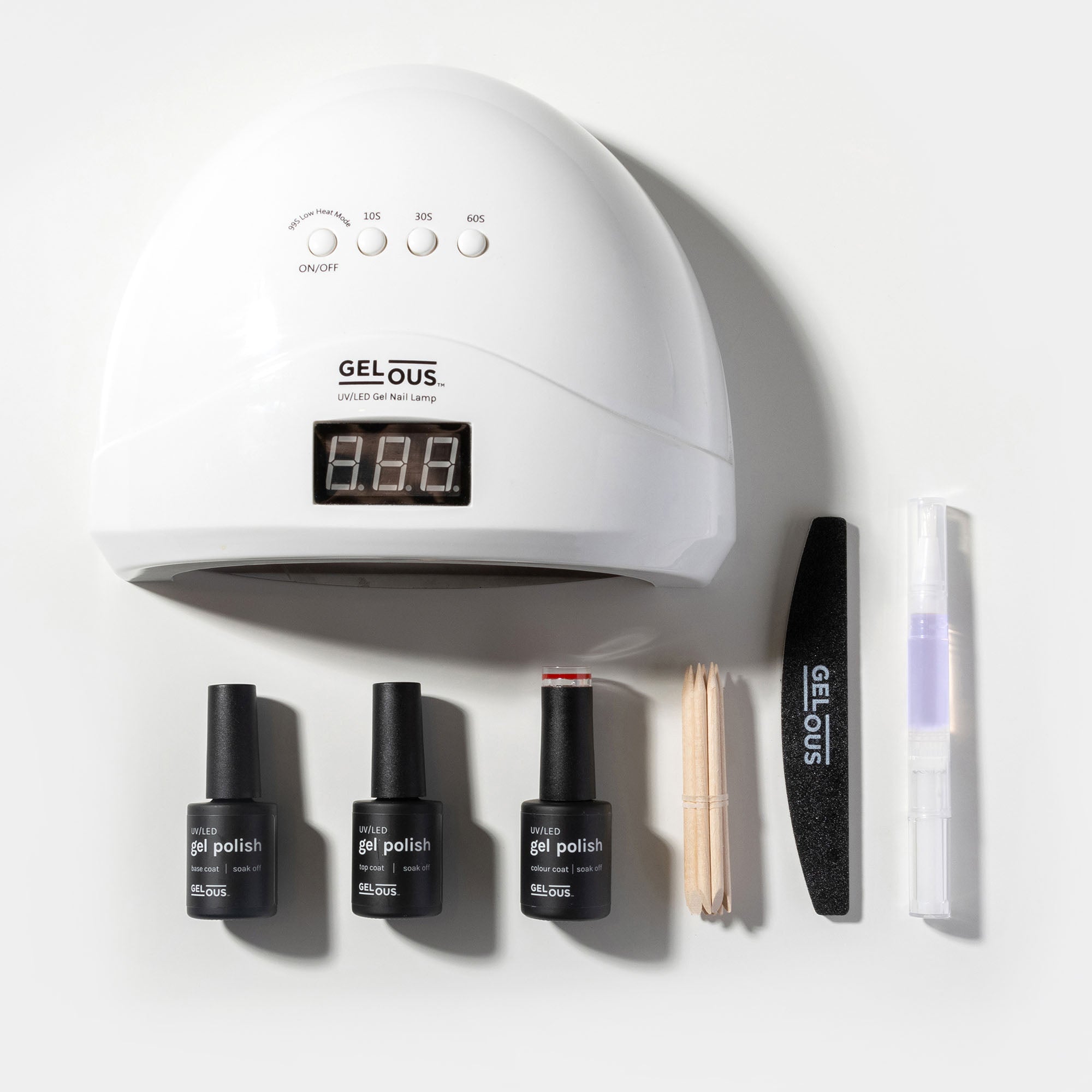 Gelous Essentials Gel Manicure Kit Flat Lay - Photographed in Australia