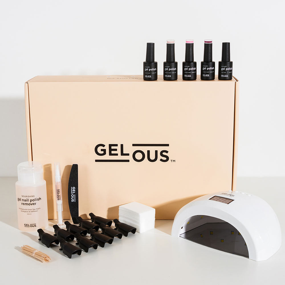 Gelous Super Starter Gel Manicure Kit Flat Lay - Photographed in Australia