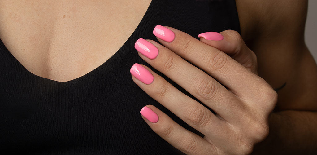Gelous Pink For A Cure gel nail polish swatch - photographed in Australia on model