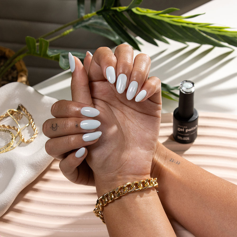 Gelous Baby Blues HEMA & TPO-Free gel nail polish - photographed in Australia on model