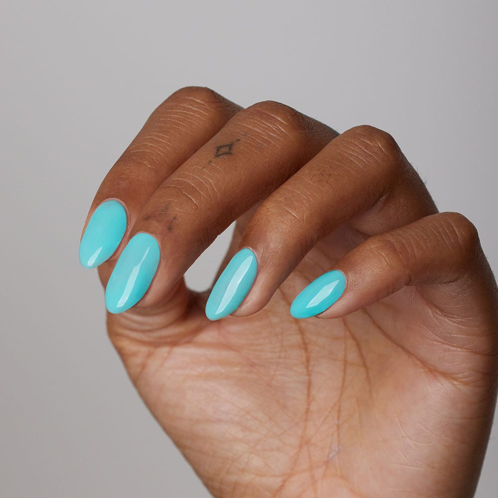 Gelous Blue Spring gel nail polish - photographed in New Zealand on model