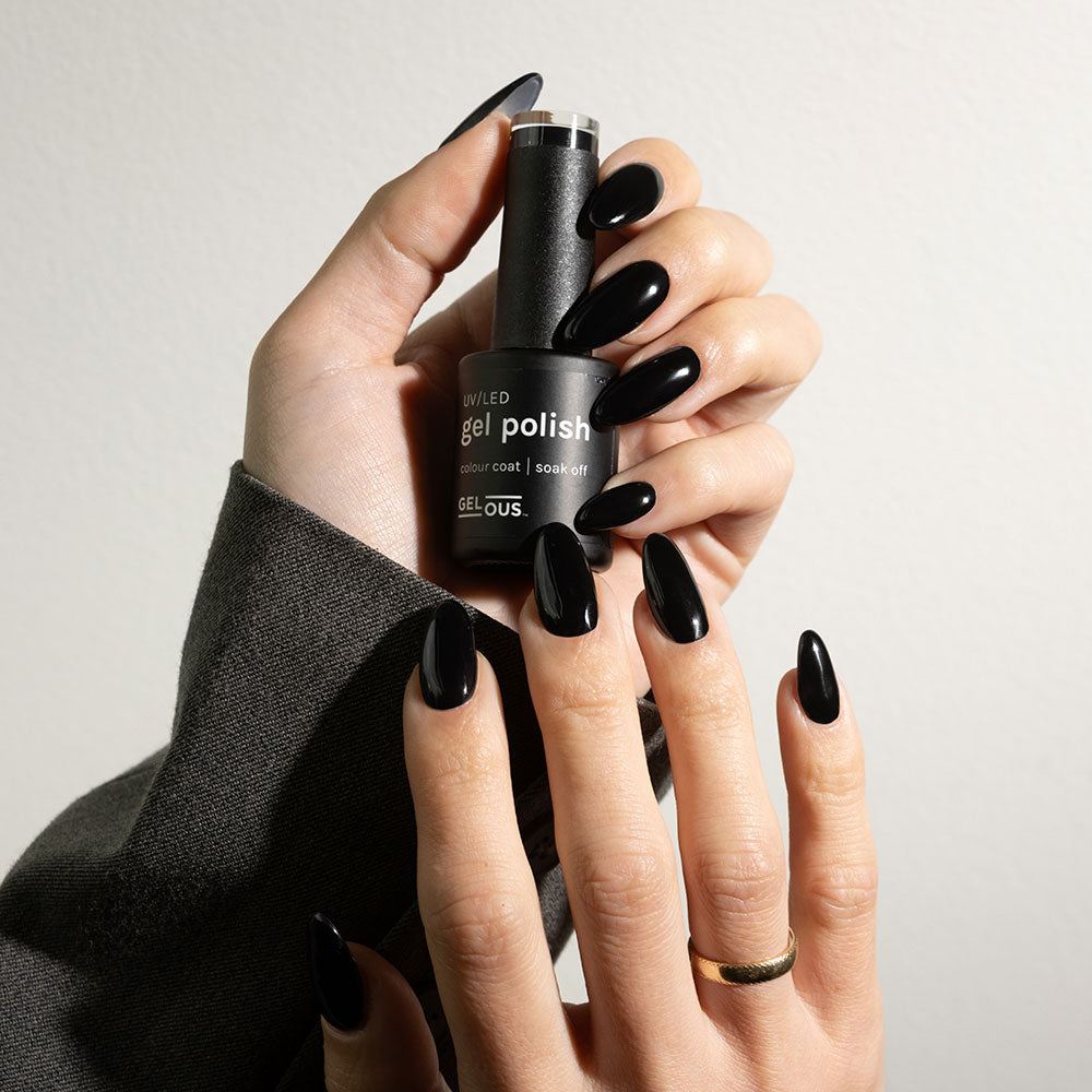 Gelous Black Out gel nail polish - photographed in Australia on model