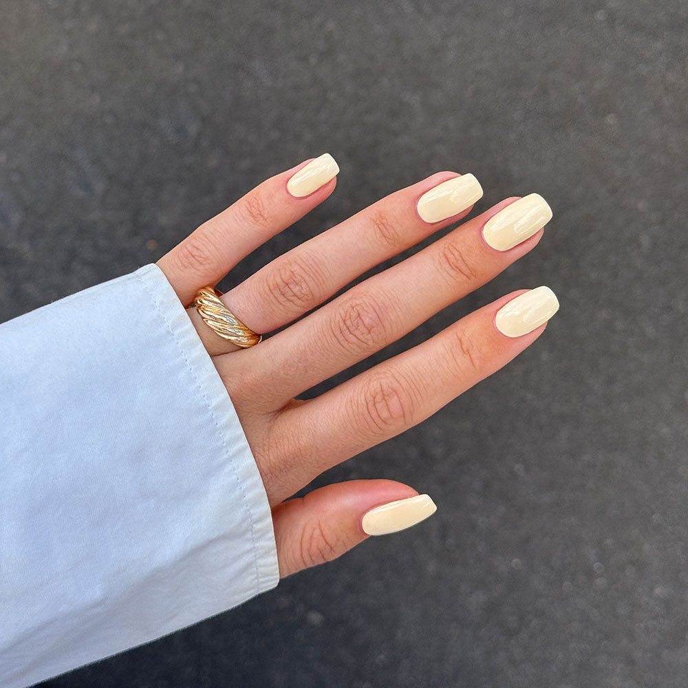 Gelous Buttercream gel nail polish - photographed in Australia on model