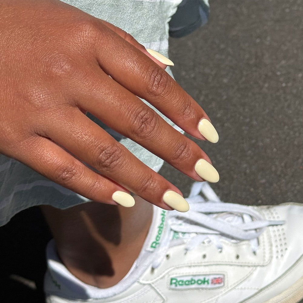 Gelous Buttercream HEMA & TPO Free gel nail polish swatch - photographed in Australia on model