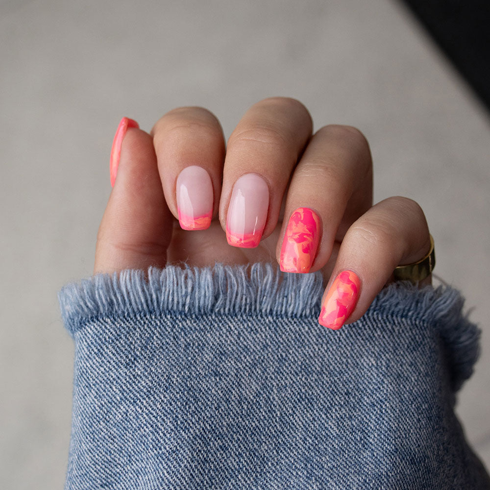 Gelous Coral Baskin gel nail polish - photographed in Australia on model