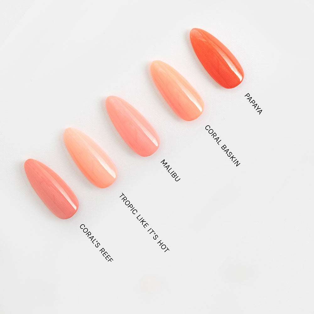 Gelous Coral Baskin gel nail polish comparison - photographed in Australia