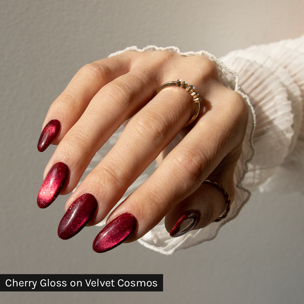 Gelous Cherry Gloss gel nail polish - photographed in Australia on model