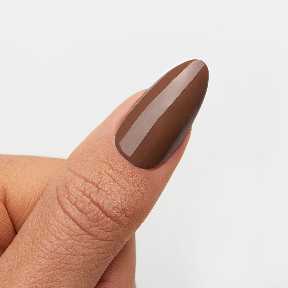 Gelous Coffee Bean HEMA & TPO Free gel nail polish swatch - photographed in Australia on model