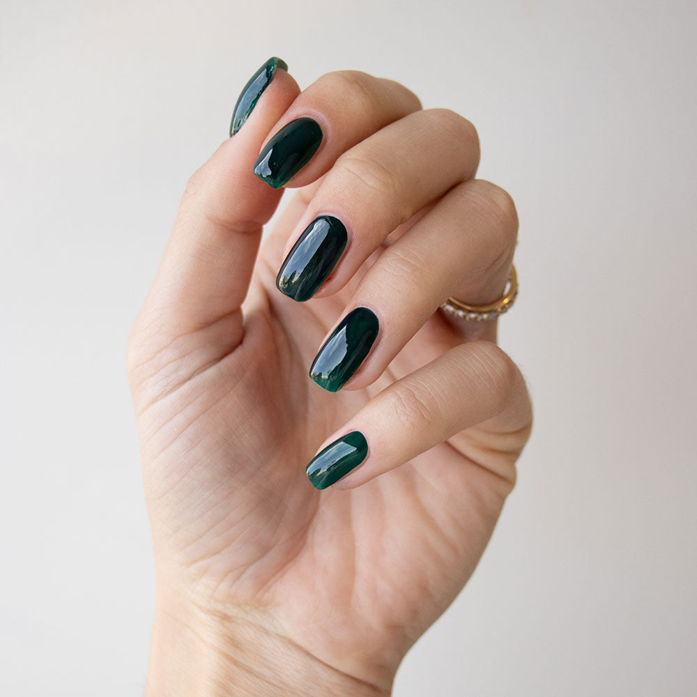 Gelous Darkest Forest gel nail polish - photographed in Australia on model