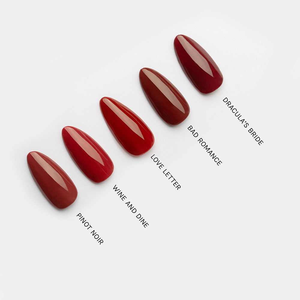 Gelous Dracula's Bride gel nail polish comparison - photographed in Australia