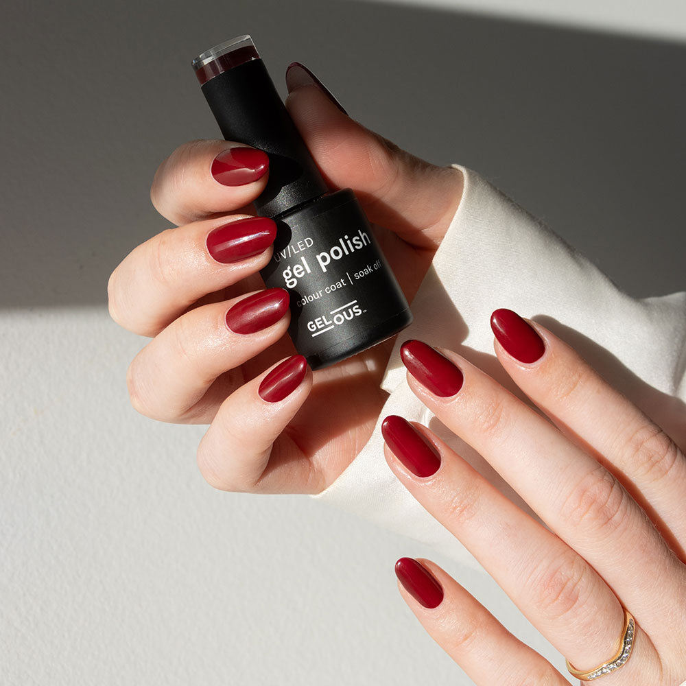 Gelous Dracula&#39;s Bride gel nail polish - photographed in Australia on model