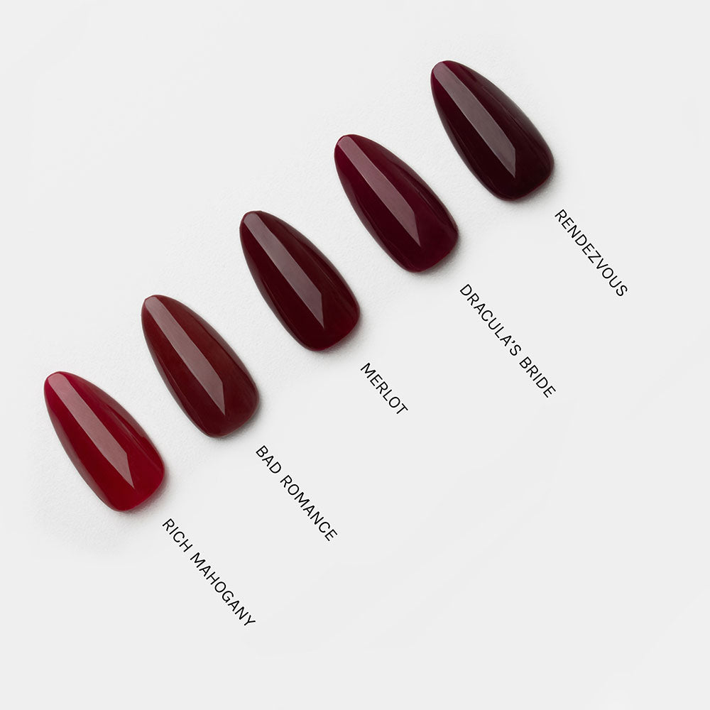 Gelous Dracula&#39;s Bride gel nail polish comparison - photographed in Australia