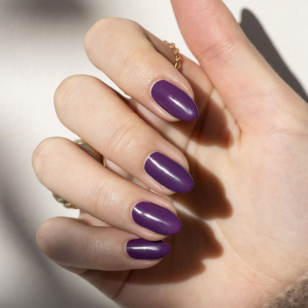 Gelous Elderberry gel nail polish - photographed in Australia on model